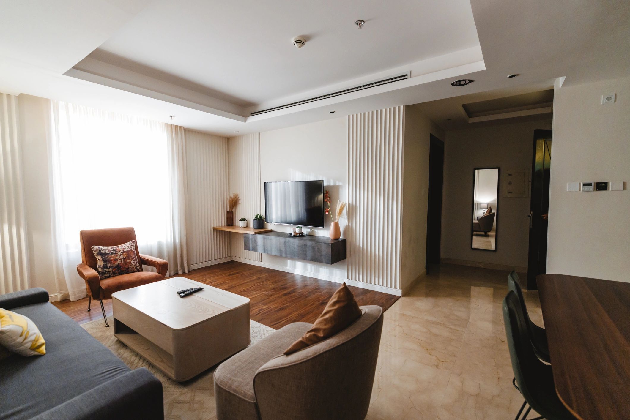 Neat room with seating area