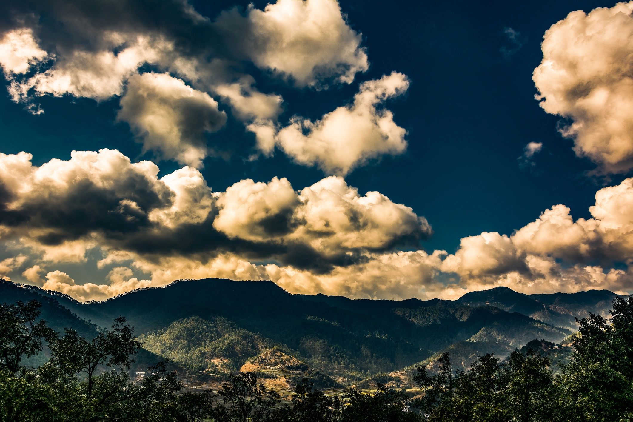 Cloudy mountain landscape view